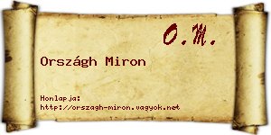 Országh Miron névjegykártya